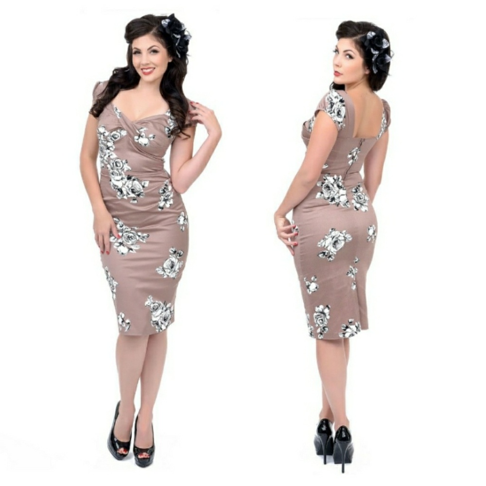 Stop Staring Ida Roses Dress in Taupe AS IS